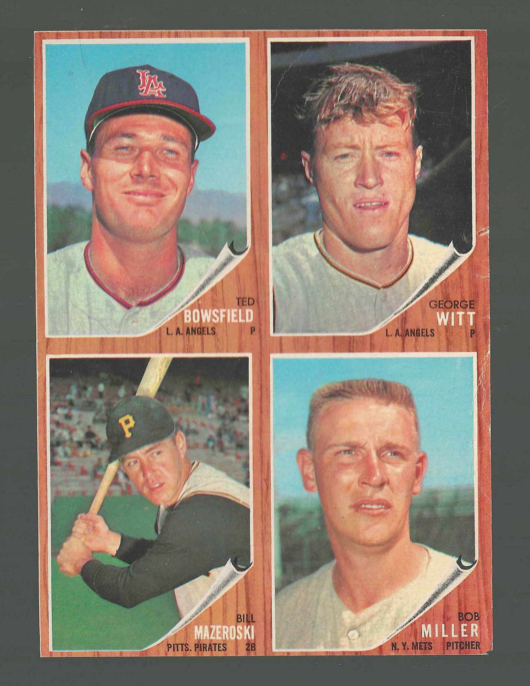 1962 Topps  [p] 4-Card PANEL - with Bill Mazeroski (Pirates)  cards value
