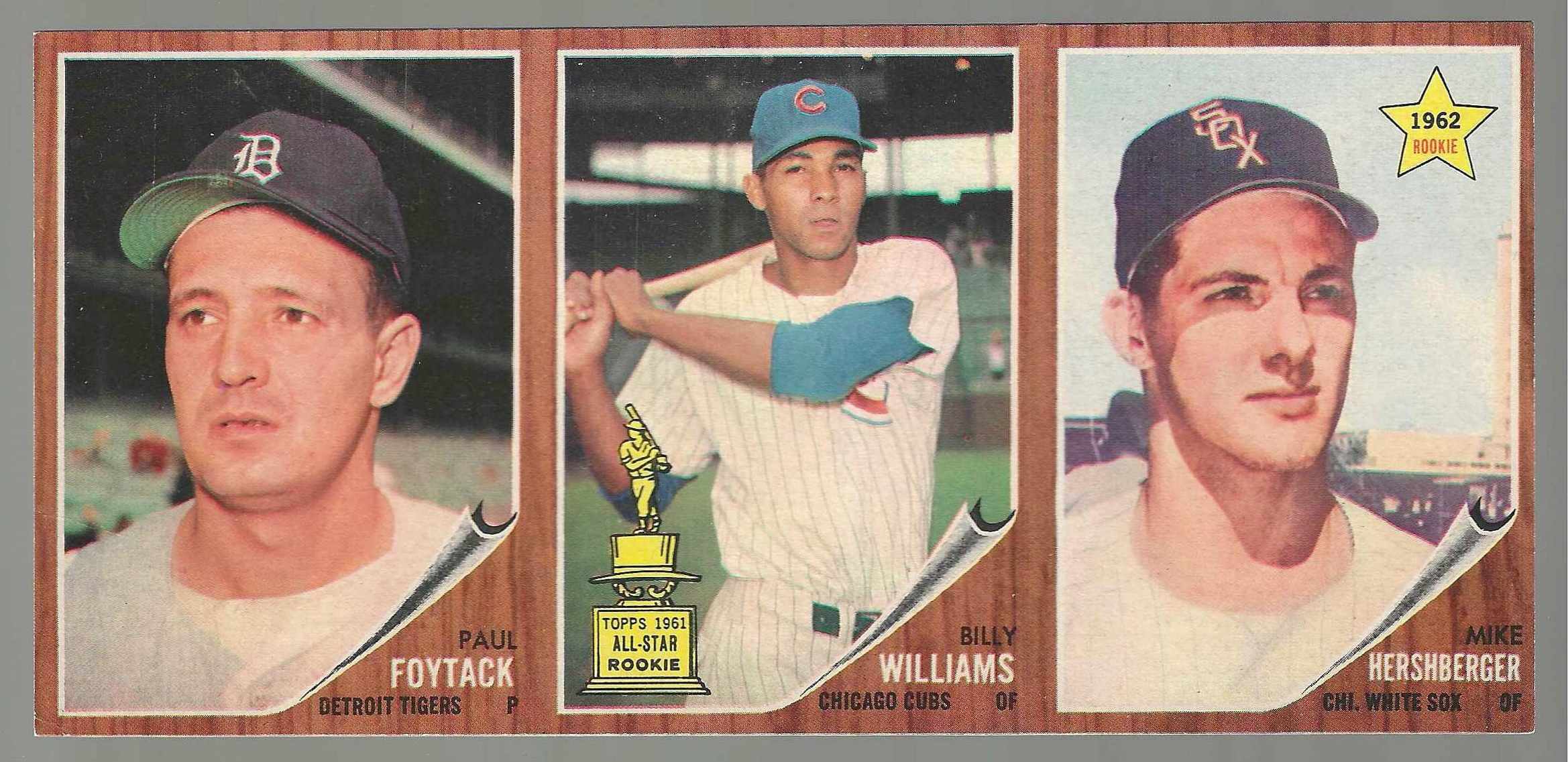 1962 Topps  [p] 3-Card PANEL - BILLY WILLIAMS in CENTER !!!  cards value
