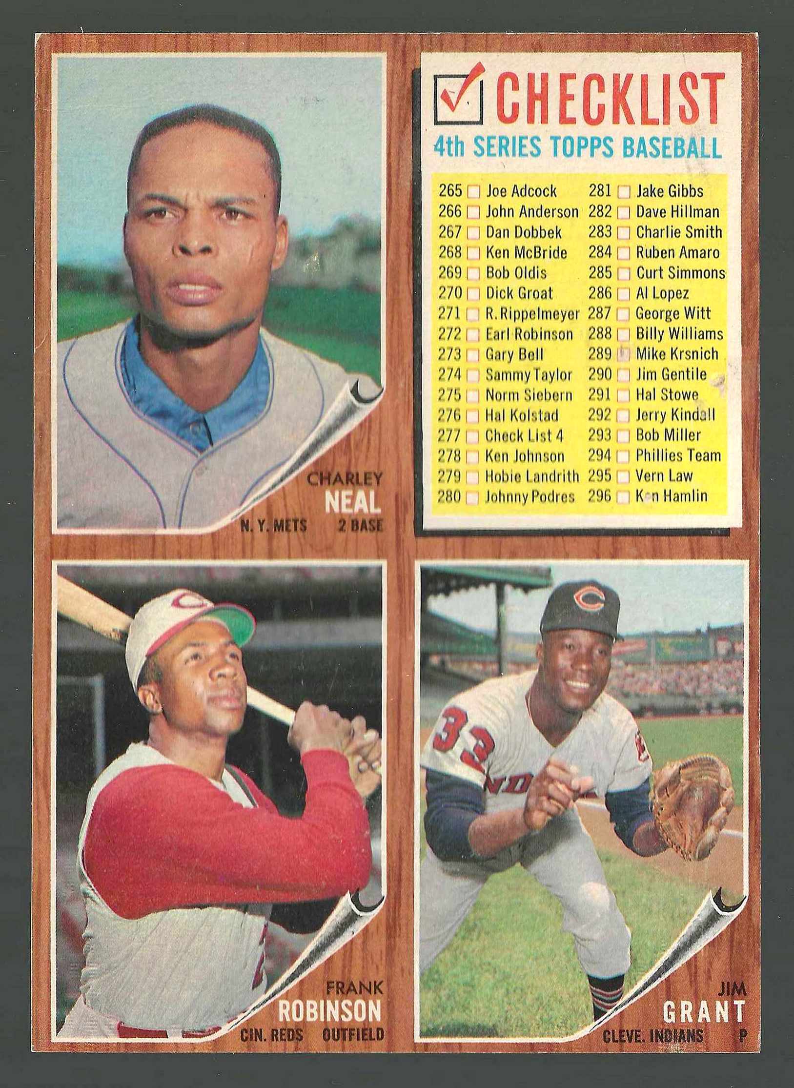 1962 Topps  [p] 4-Card PANEL - with Frank Robinson (Reds)  cards value