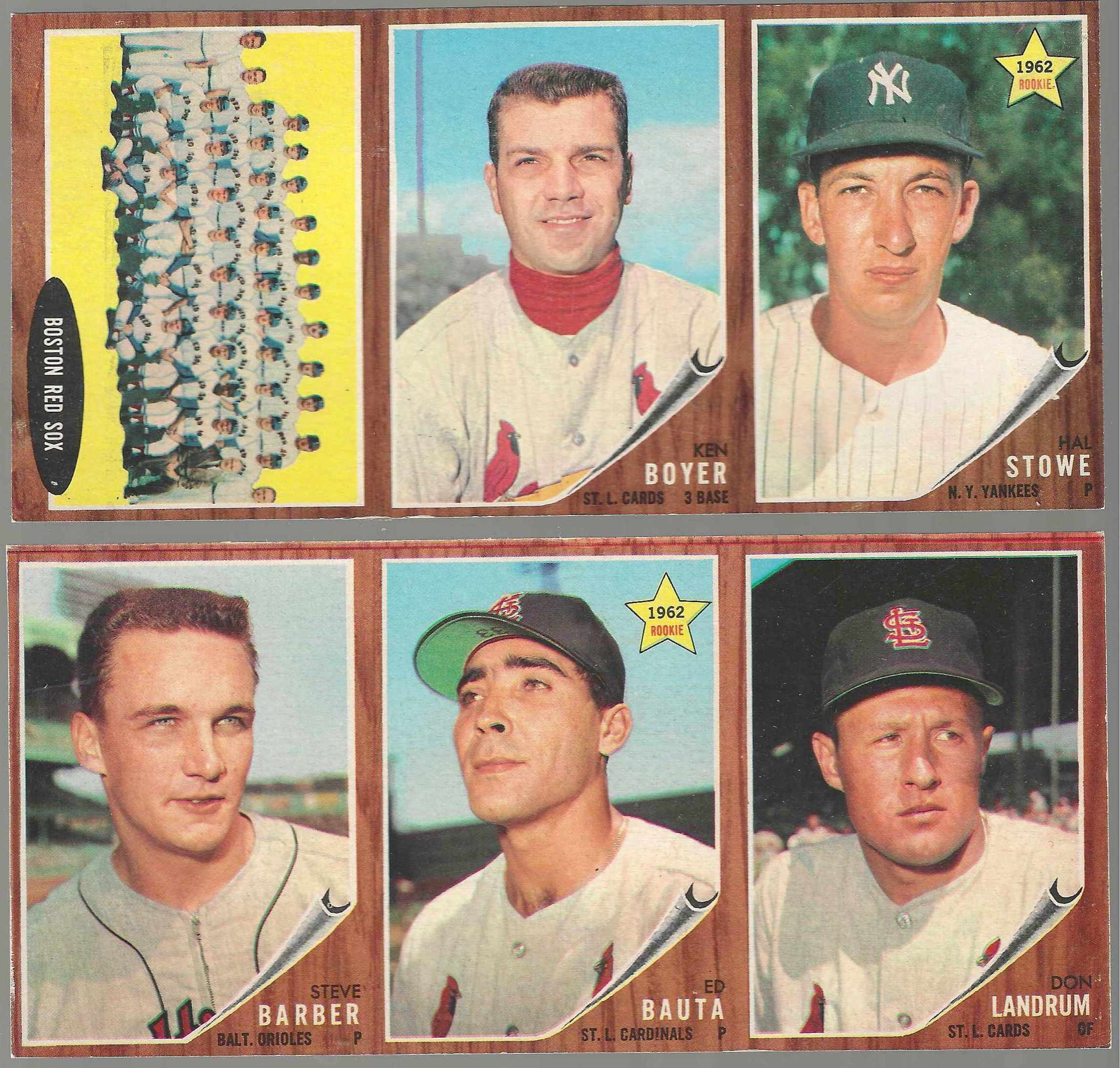 1962 Topps  [p] 3-Card PANEL - Ken Boyer (NM/MINT) center !!! (Cardinals)  cards value