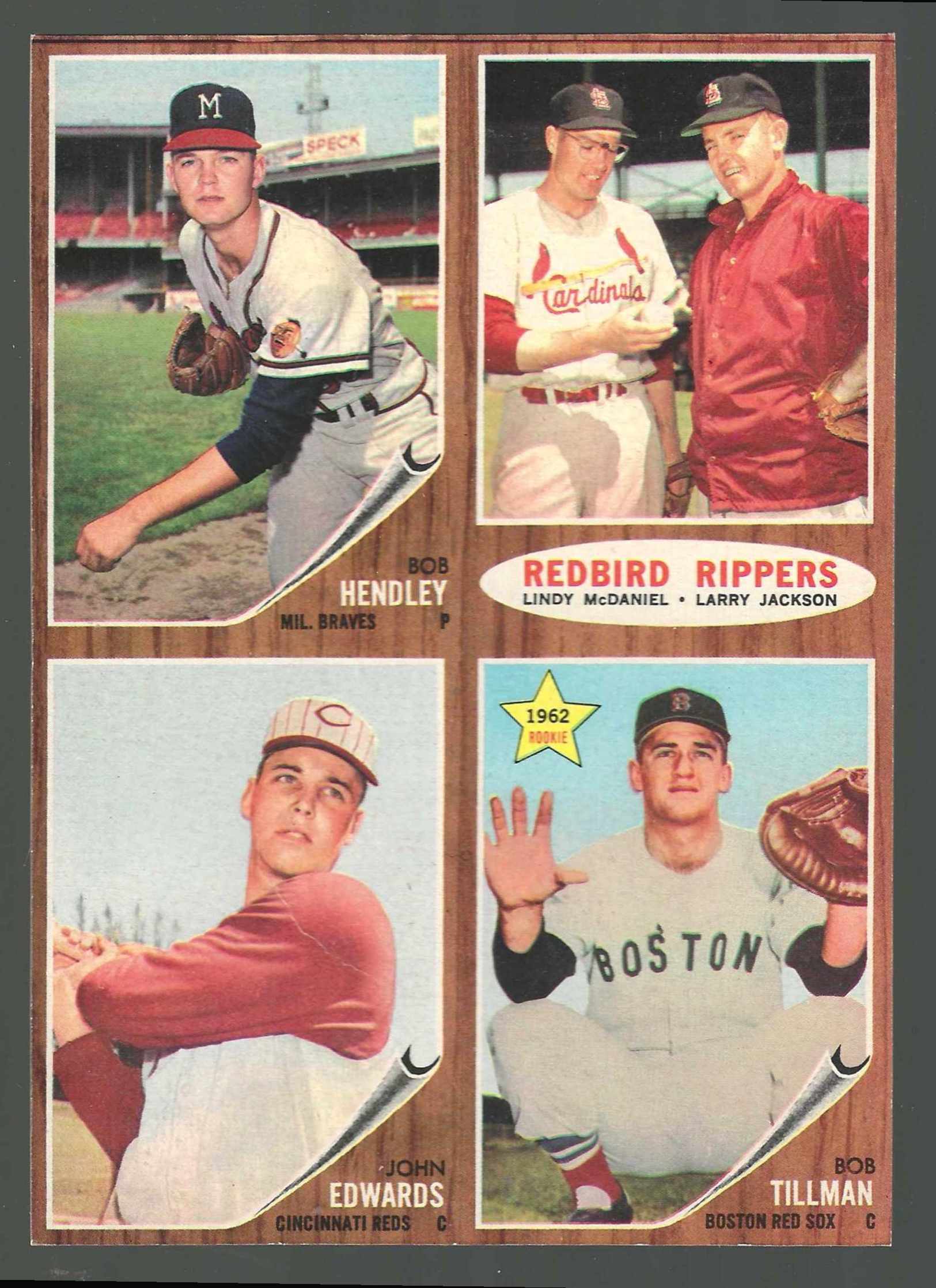 1962 Topps  [p] 4-Card PANEL - with Redbird Rippers (Cardinals)  cards value