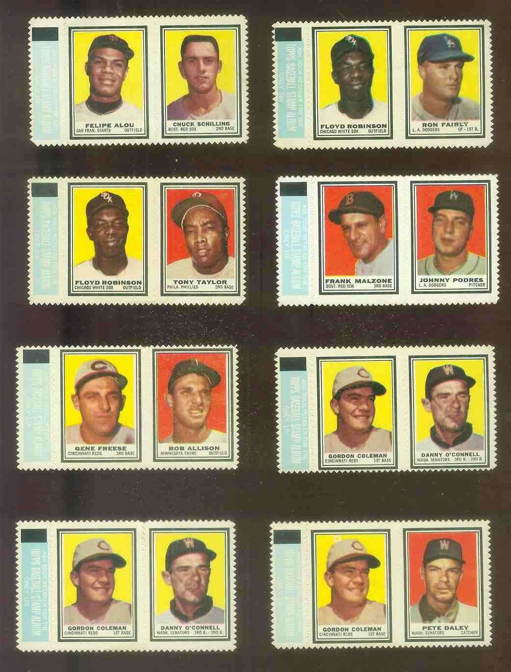 Gordon Coleman/Danny O'Connell - 1962 Topps STAMP PANEL with TAB !!!  cards value