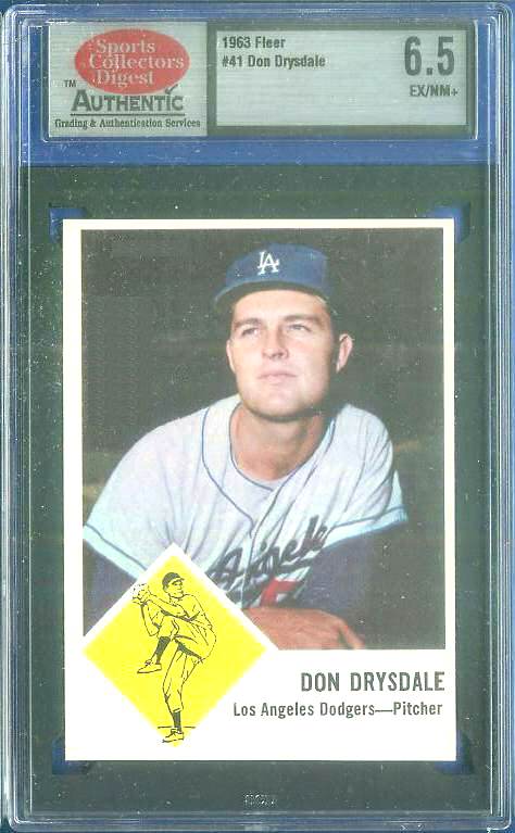 1963 Fleer #41 Don Drysdale [#SCD] (Dodgers)  cards value