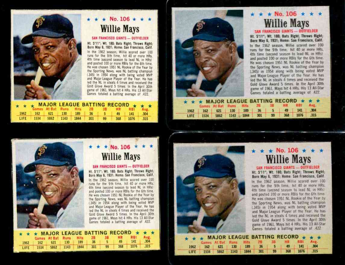 1963.Jello #106 WILLIE MAYS (Giants)  cards value