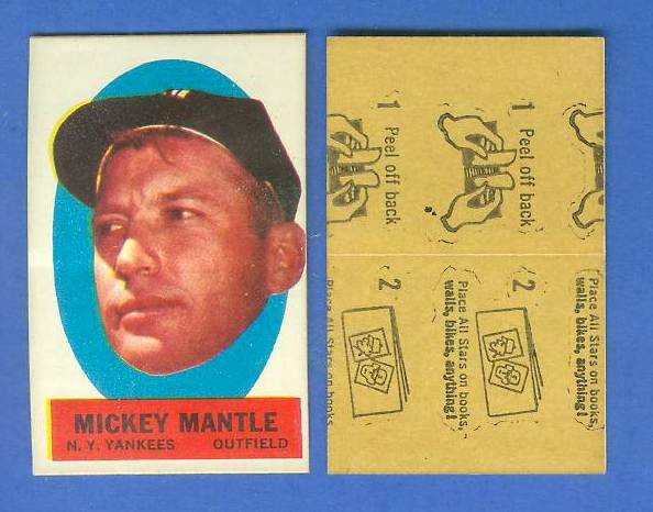1963 Topps Peel-Offs 'Instructions-Back' - Mickey Mantle (Yankees)  cards value