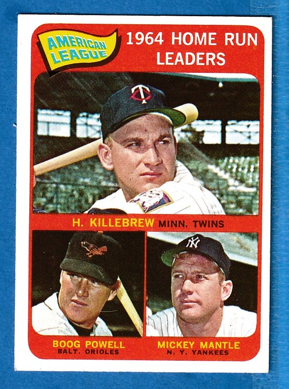 1965 Topps #  3 A.L. Home Run Leaders (Mickey Mantle,Harmon Killebrew)  cards value