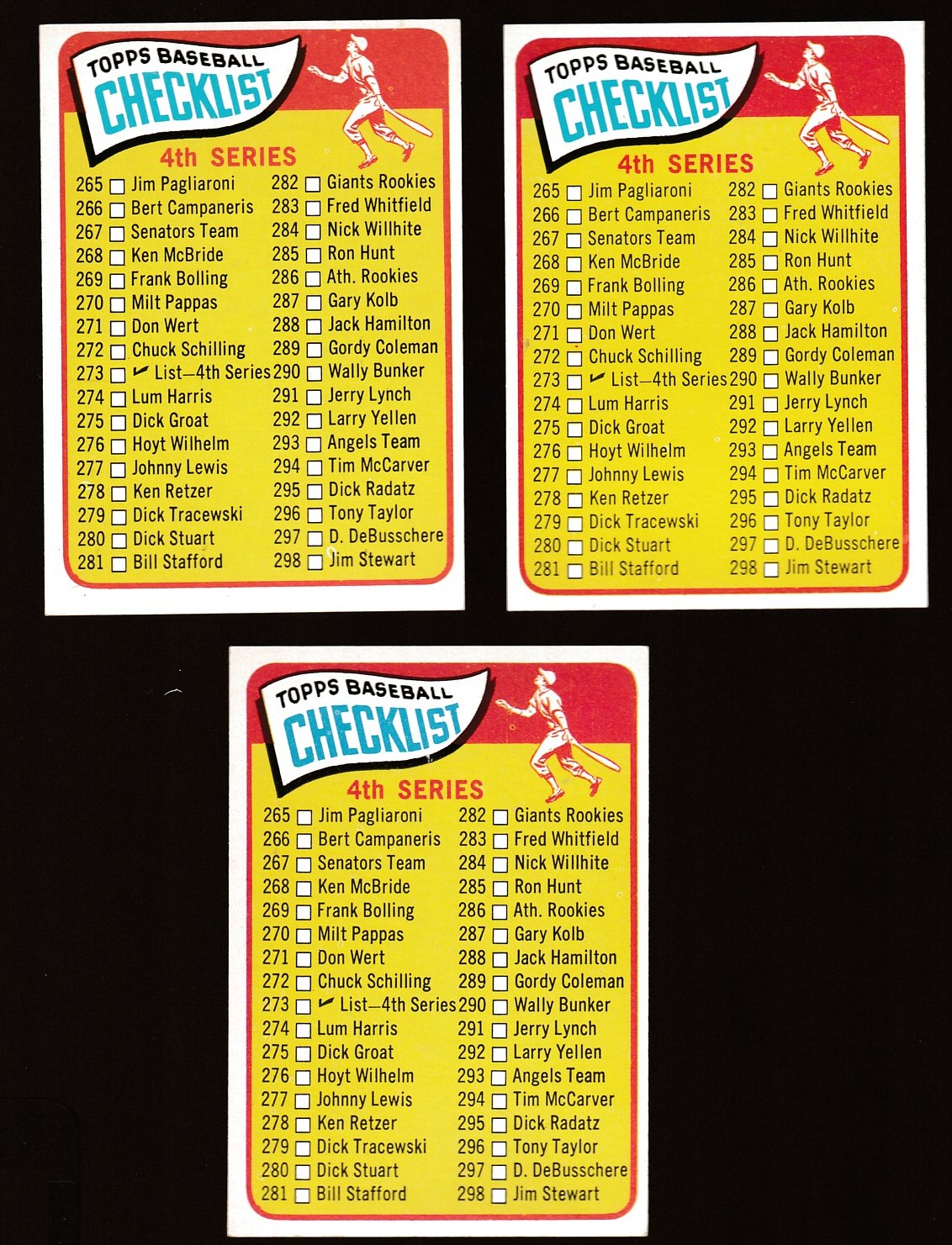 1965 Topps #273 Checklist #4  cards value