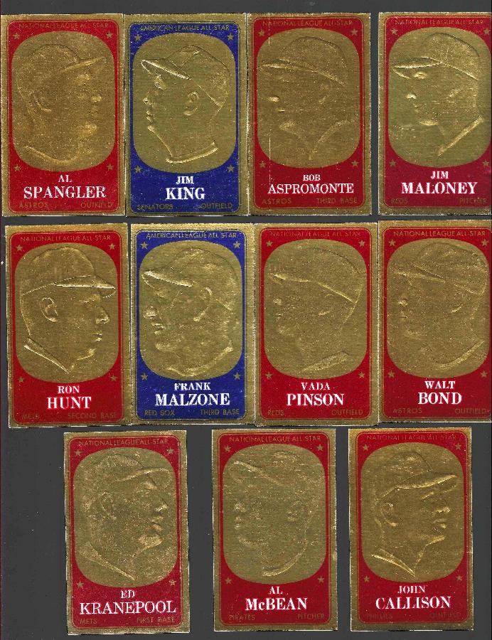 1965 Topps Embossed  - Lot of (11) different  cards value