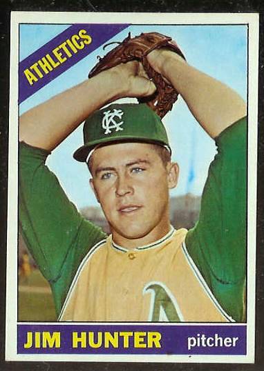 1966 Topps # 36 Jim Hunter [#] (2nd year card) (Kansas City A's)  cards value