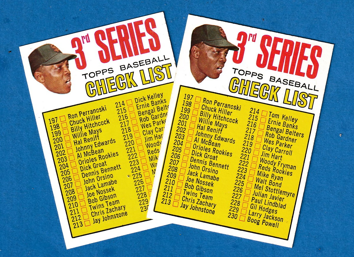 1967 Topps #191A WILLIE MAYS Checklist (3rd) [VAR:With Neck]  cards value