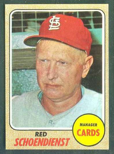 1968 Topps #294 Red Schoendienst (Cardinals,HOF)  cards value