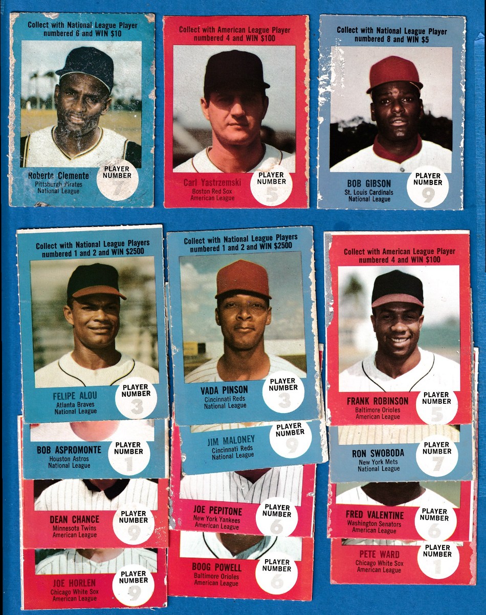 1968 Atlantic Oil Play Ball  - Lot of (15) w/ROBERTO CLEMENTE (poor) !!!  cards value