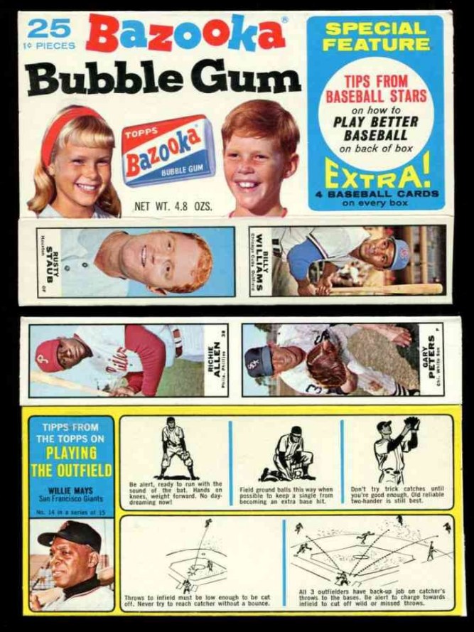 1968 Bazooka #14 WILLIE MAYS NEAR COMPLETE BOX 'Playing Outfield' (Giants)  cards value