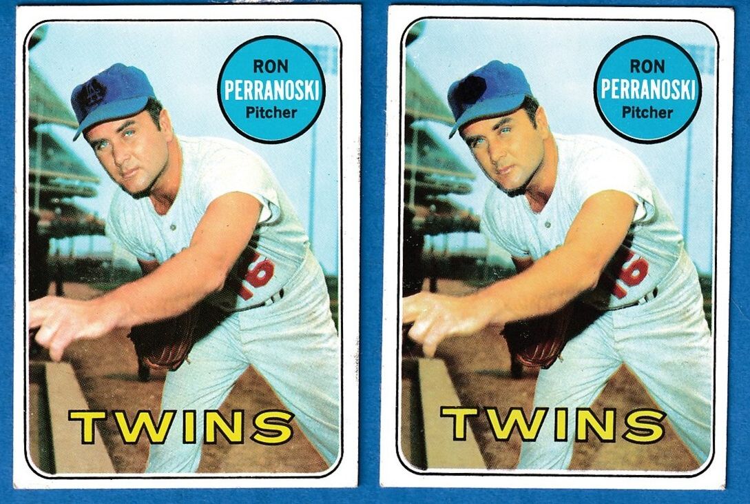 1969 Topps # 77-B Ron Perranoski SCARCE VAR:[LA slightly visible] (Dodgers)  cards value