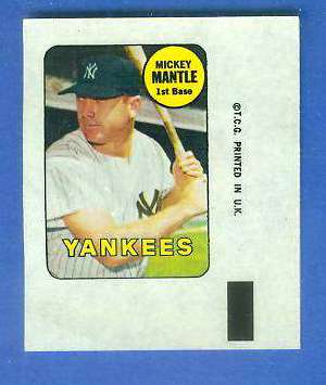 1969 Topps DECALS #23 Mickey Mantle [#] (Yankees)  cards value