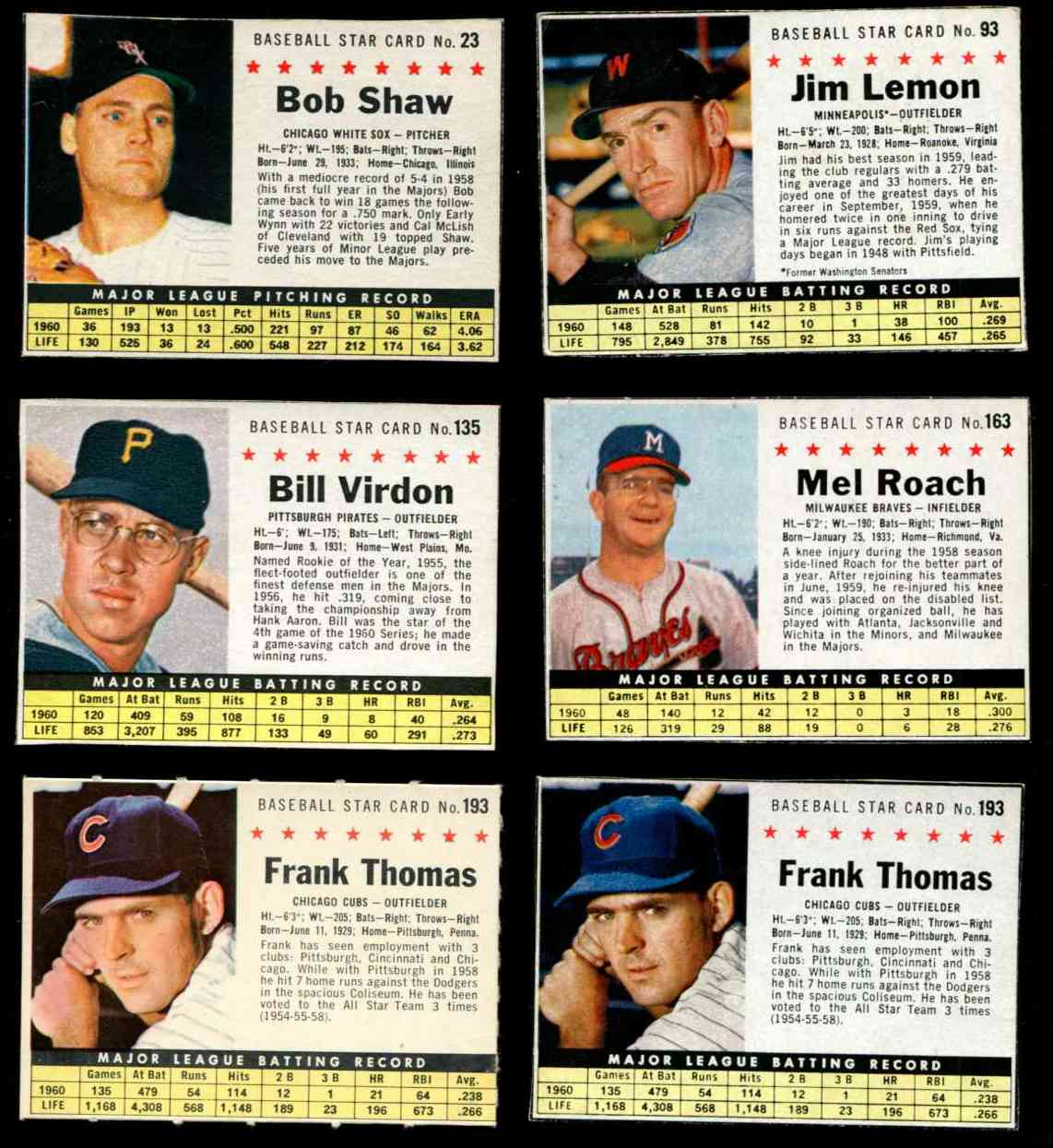 1961 Post #163 Mel Roach [BOX ONLY] SHORT PRINT (Braves)  cards value