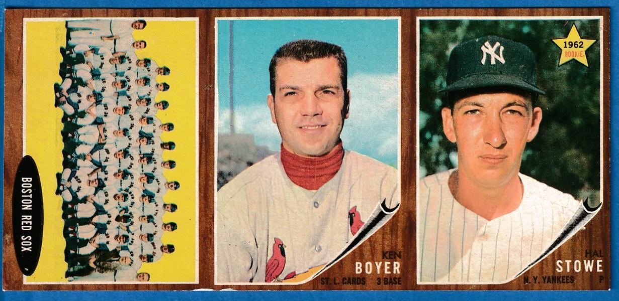 1962 Topps  [p] 3-Card PANEL - Ken Boyer (NM/MINT) center !!! (Cardinals)  cards value