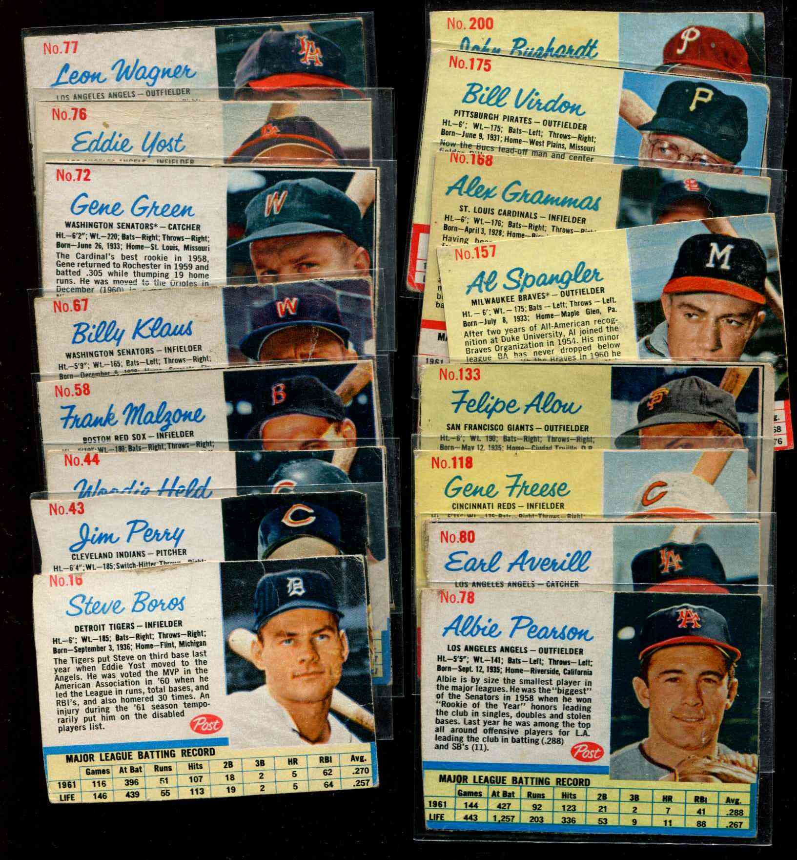 1962 Post   - Lot of (16) different  cards value