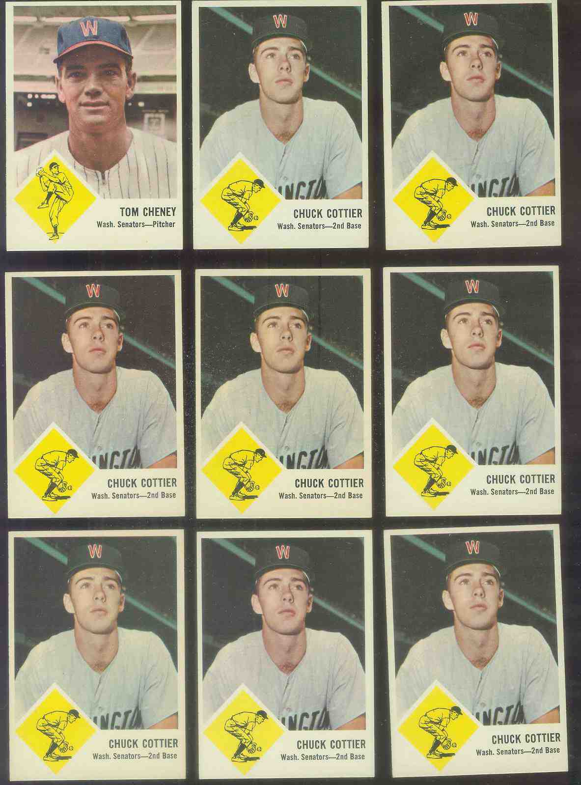 1963 Fleer #28 Chuck Cottier (Senators)  cards value