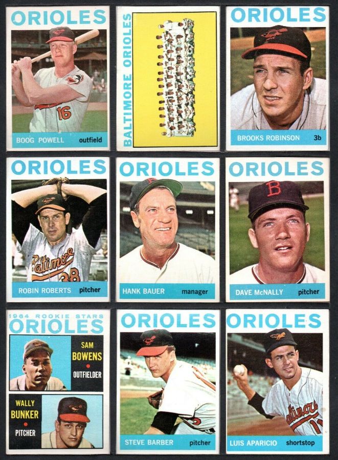 1964 Topps  - ORIOLES COMPLETE TEAM SET/Lot (28)  cards value