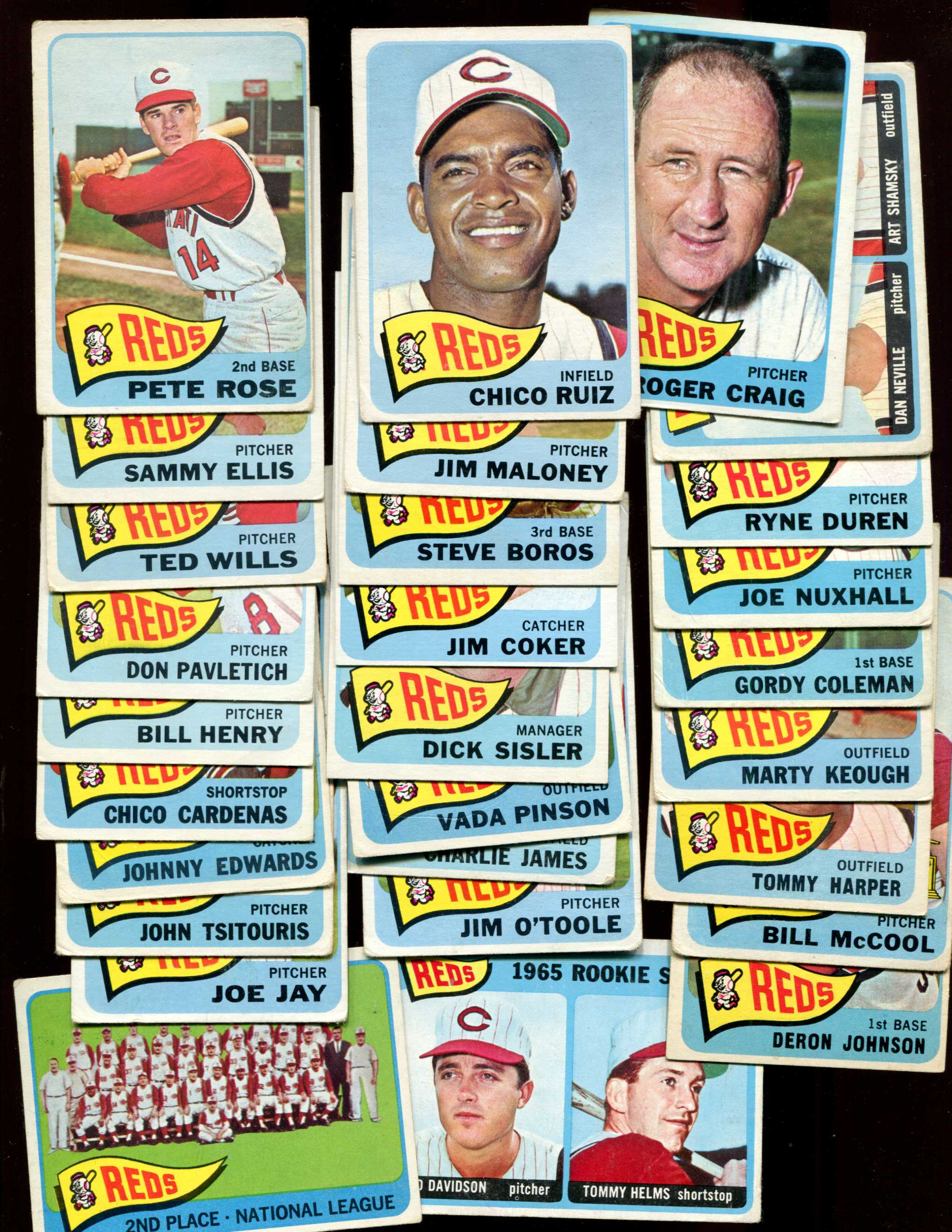 1965 Topps  - REDS Near TEAM Set (28/30) diff. w/Pete Rose  cards value
