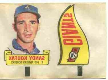1966 Topps RUB-OFFS  - PANEL-OF-2 with SANDY KOUFAX & Giants Pennant  cards value