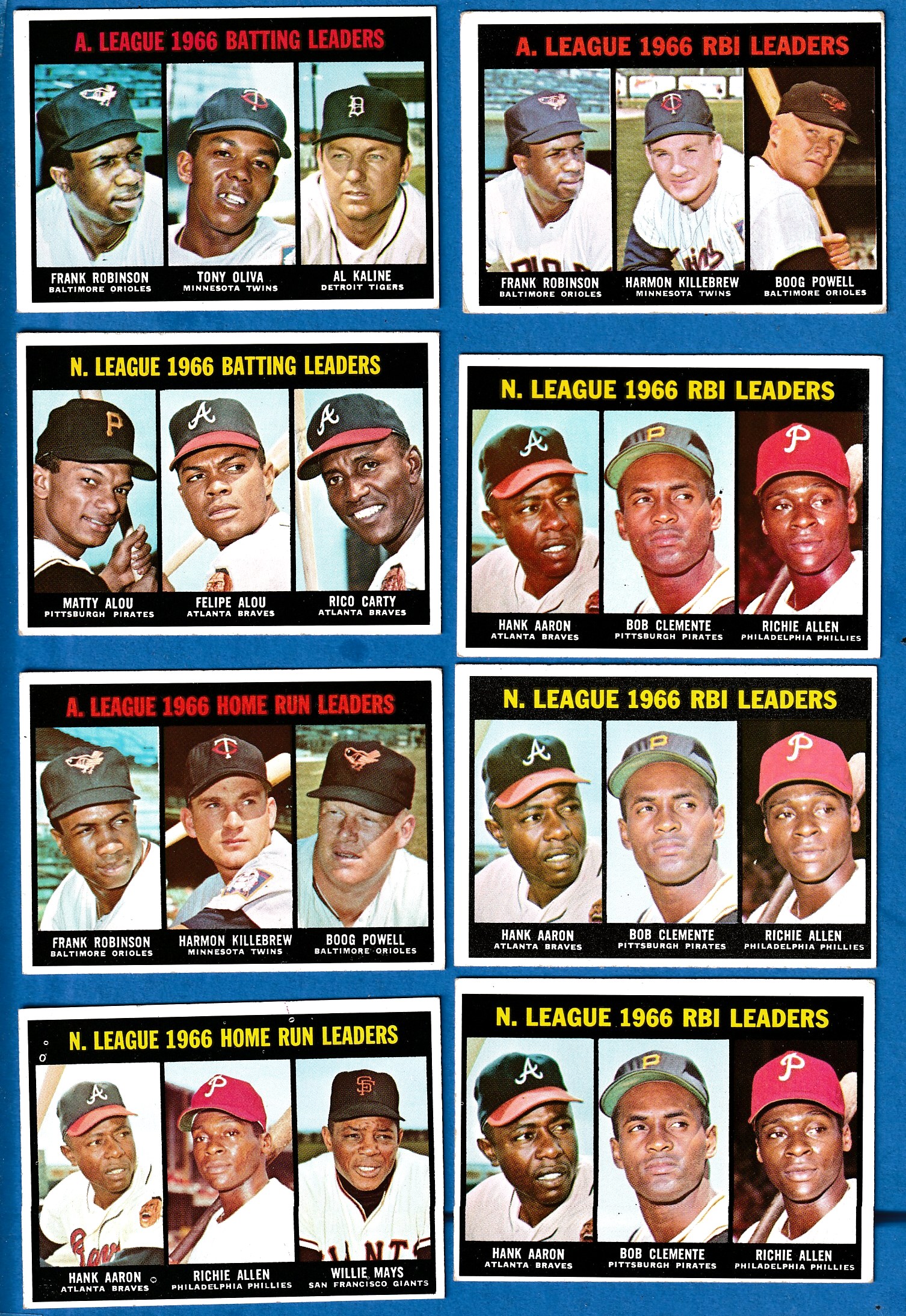 1967 Topps #239 A.L. Batting Leaders (Al Kaline,Frank Robinson,Tony Oliva)  cards value