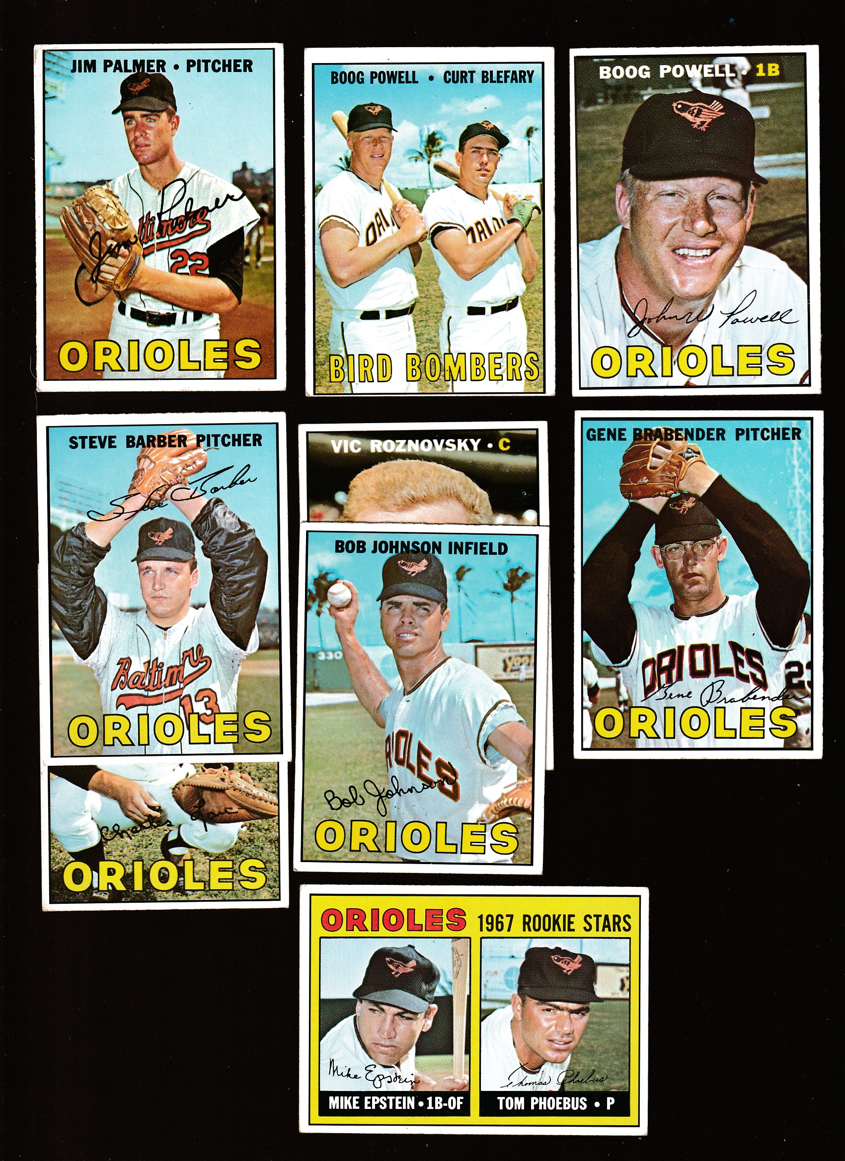 1967 Topps  - ORIOLES Team Lot with (9) different  cards value