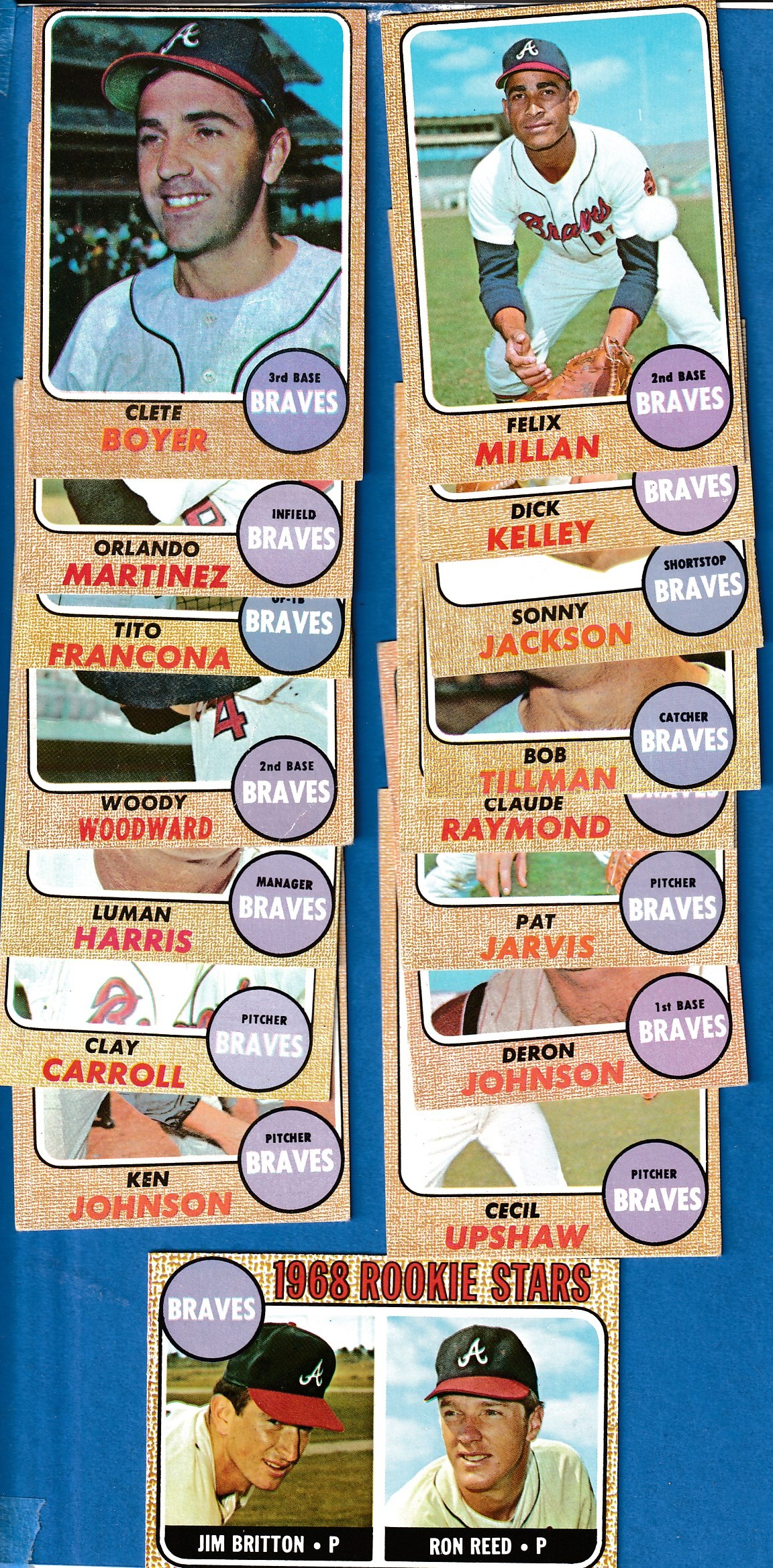 1968 Topps  - BRAVES Near Complete TEAM SET/Lot (21/25)  cards value
