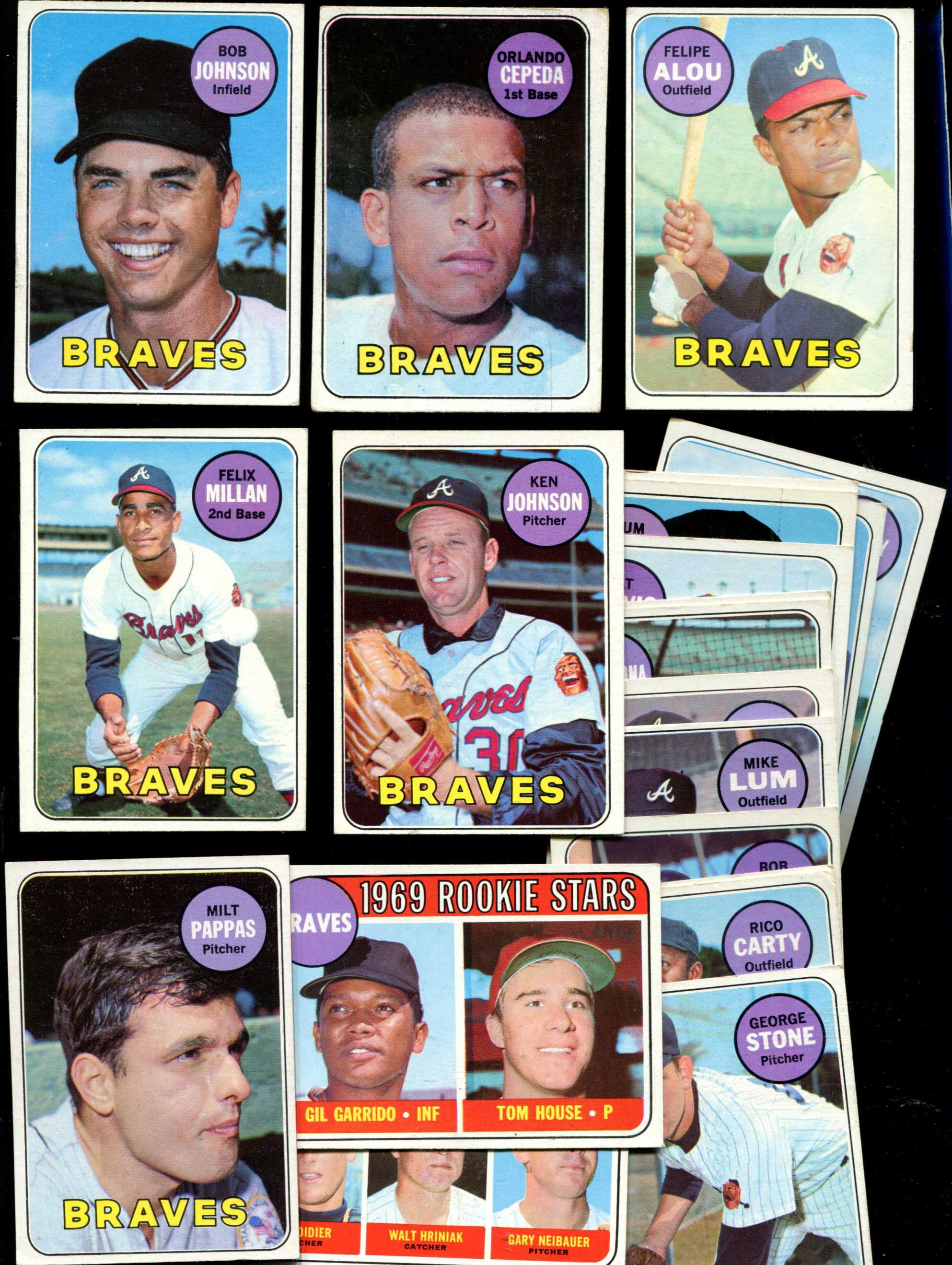 1969 Topps  - BRAVES Near TEAM SET/Lot (23/25 cards)  cards value