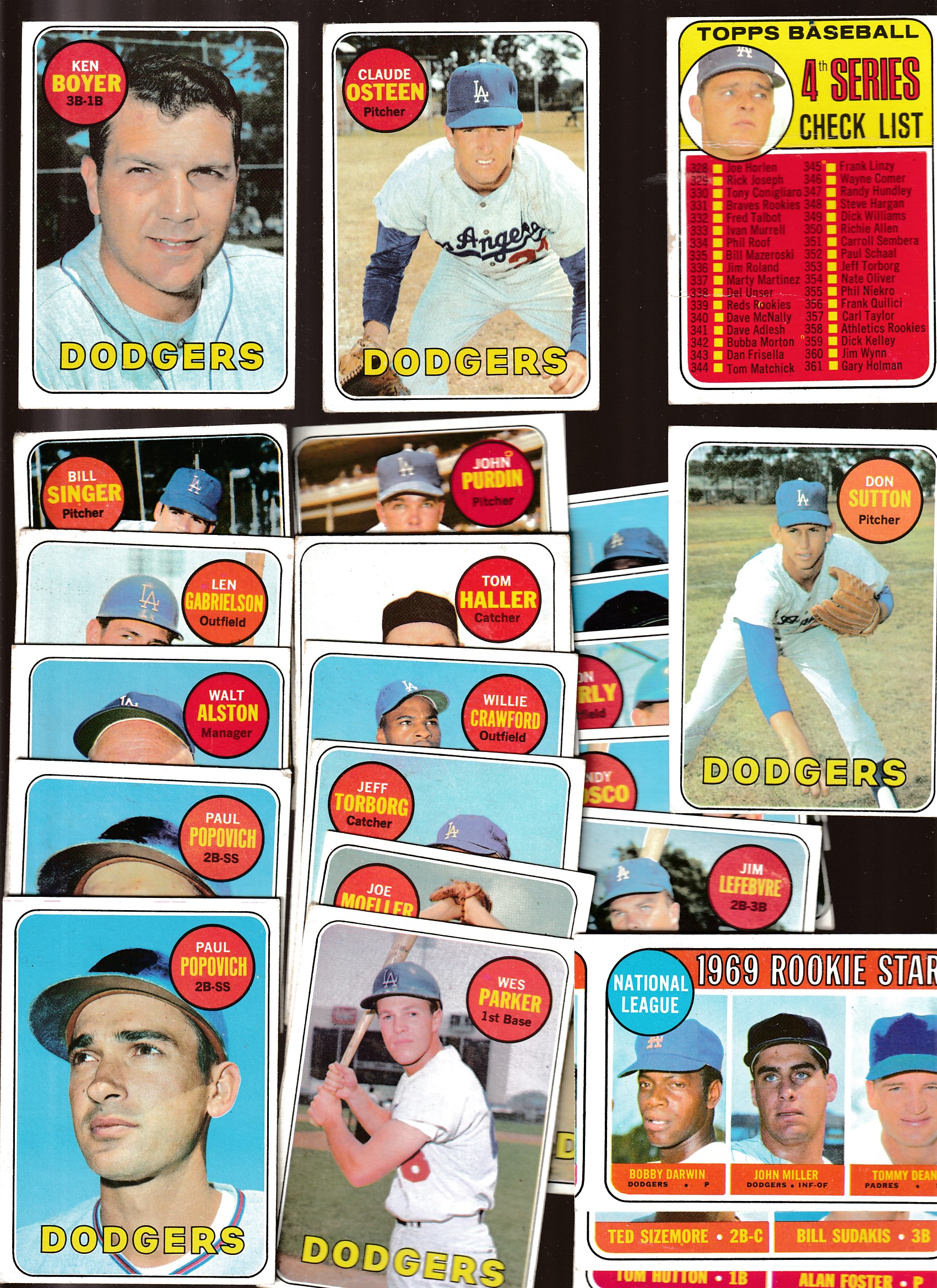 1969 Topps  - DODGERS Near TEAM SET/Lot (20/24 cards)  cards value