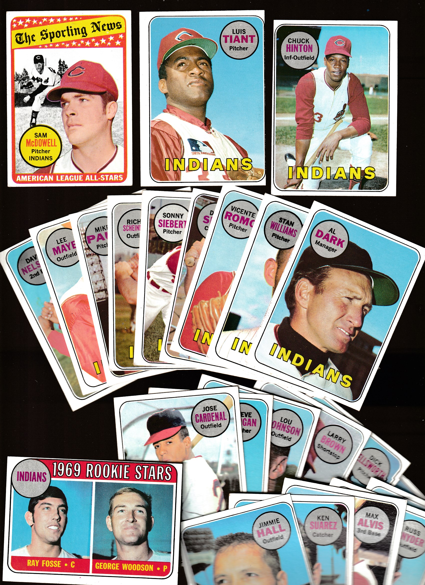 1969 Topps  - INDIANS Near TEAM SET/Lot (23/26 cards) plus McDowell A.S.  cards value