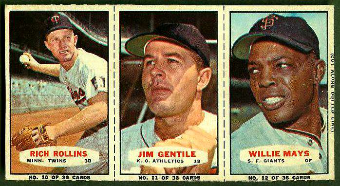 1964 Bazooka COMPLETE PANEL #10-12 WILLIE MAYS/Jim Gentile/Rich Rollins  cards value