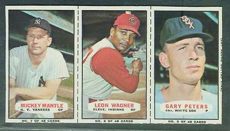 1967 Bazooka COMPLETE PANEL #.7-9 MICKEY MANTLE/Gary Peters/Leon Wagner  cards value