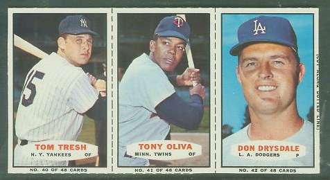 1967 Bazooka COMPLETE PANEL #40-42 DON DRYSDALE/Tom Tresh/Tony Oliva  cards value