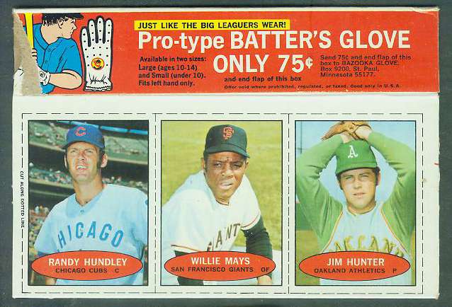 1971 Bazooka BOX - WILLIE MAYS/Jim 'Catfish' Hunter/Randy Hundley  cards value