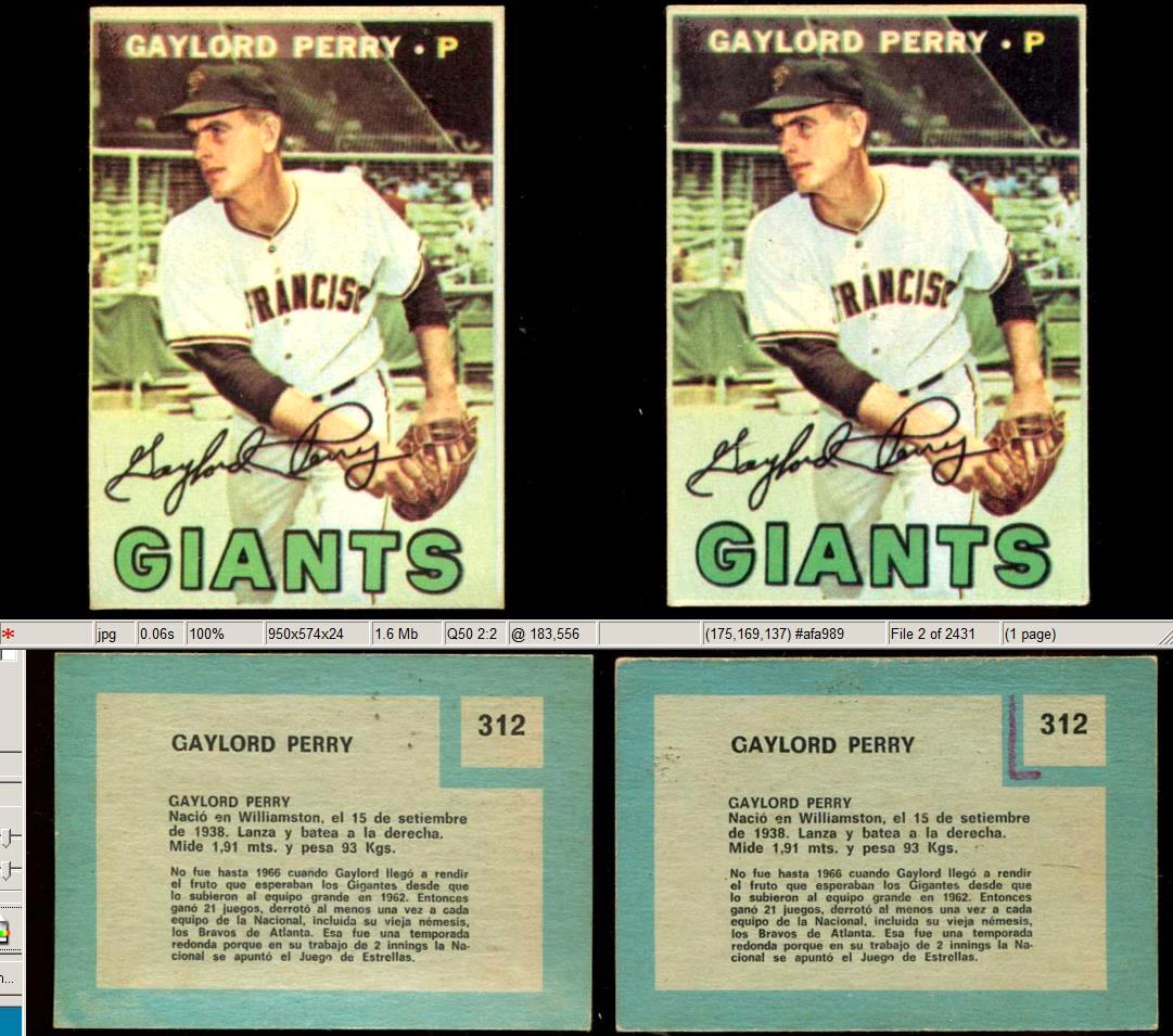 1967 Topps VENEZUELAN #312 GAYLORD PERRY [#a] (Giants)  cards value