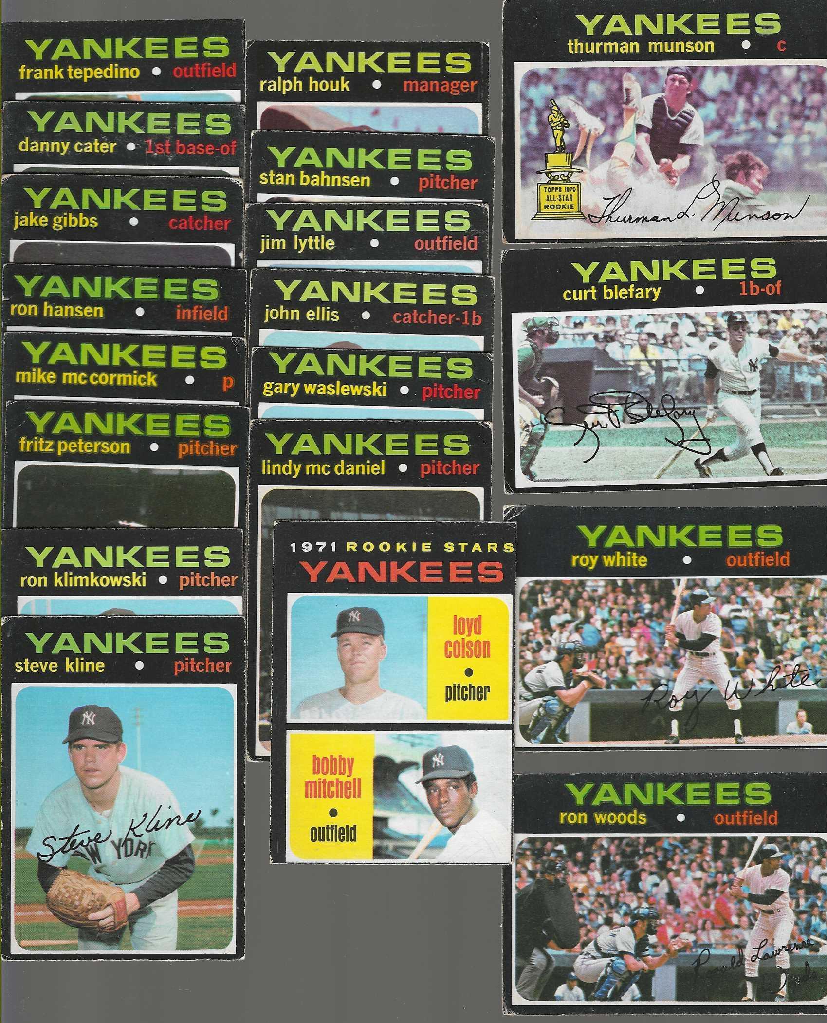 1971 O-Pee-Chee/OPC  - Yankees - Low# Near Complete Team Set/Lot (20/21)  cards value