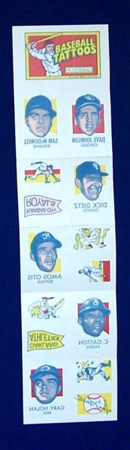 1971 Topps TATTOOS COMPLETE Sheet # 4: Sam McDowell (2 diff.) & more  cards value