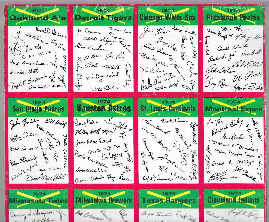 1974 Topps Team Checklists  -  COMPLETE UNCUT SHEET - SET of (24)  cards value