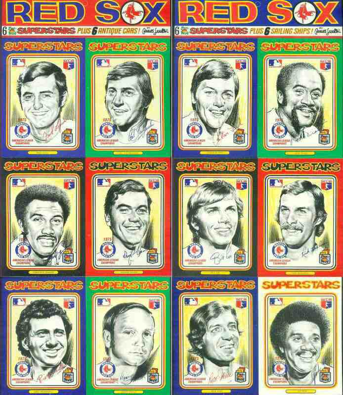 1976 Linnett RED SOX -  (5) SETS of (12) 4x5-1/2 inch cards in panels !!!  cards value