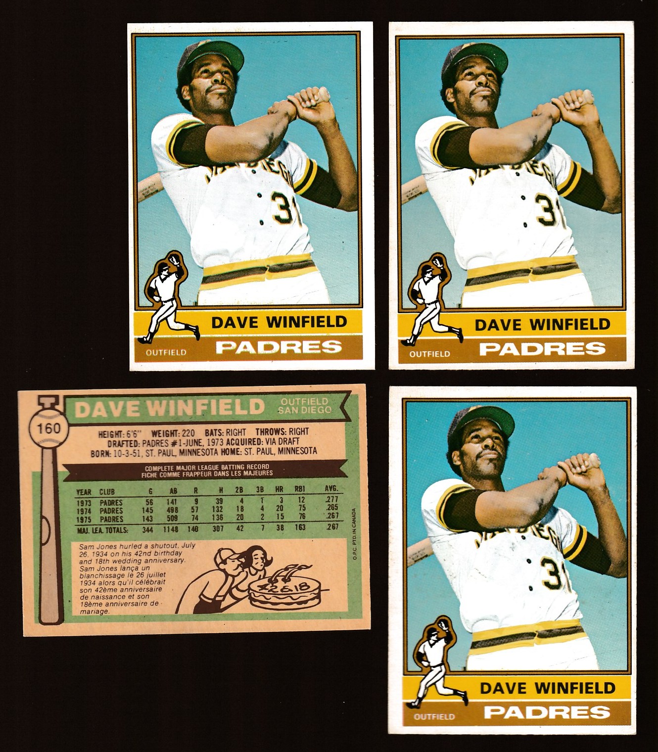1976 O-Pee-Chee/OPC #160 Dave Winfield (Padres)  cards value