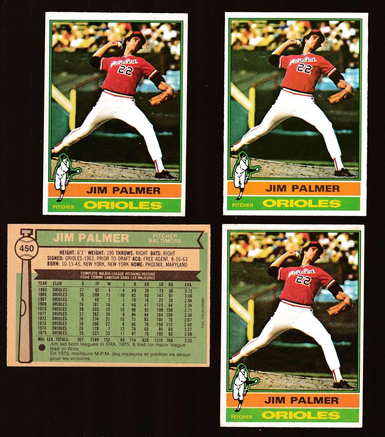 1976 O-Pee-Chee/OPC #450 Jim Palmer (Orioles)  cards value