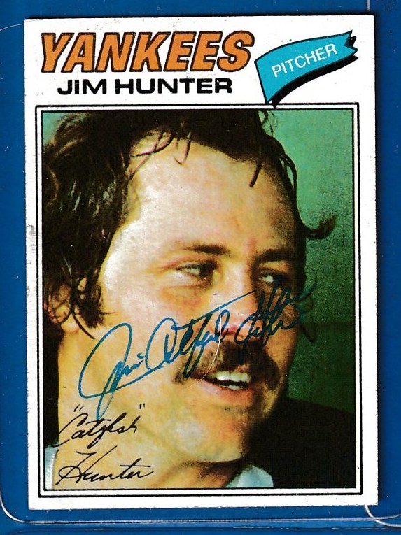AUTOGRAPHED: 1977 Topps #280 Jim 'Catfish' Hunter w/PSA/DNA LOA (Yankees)  cards value