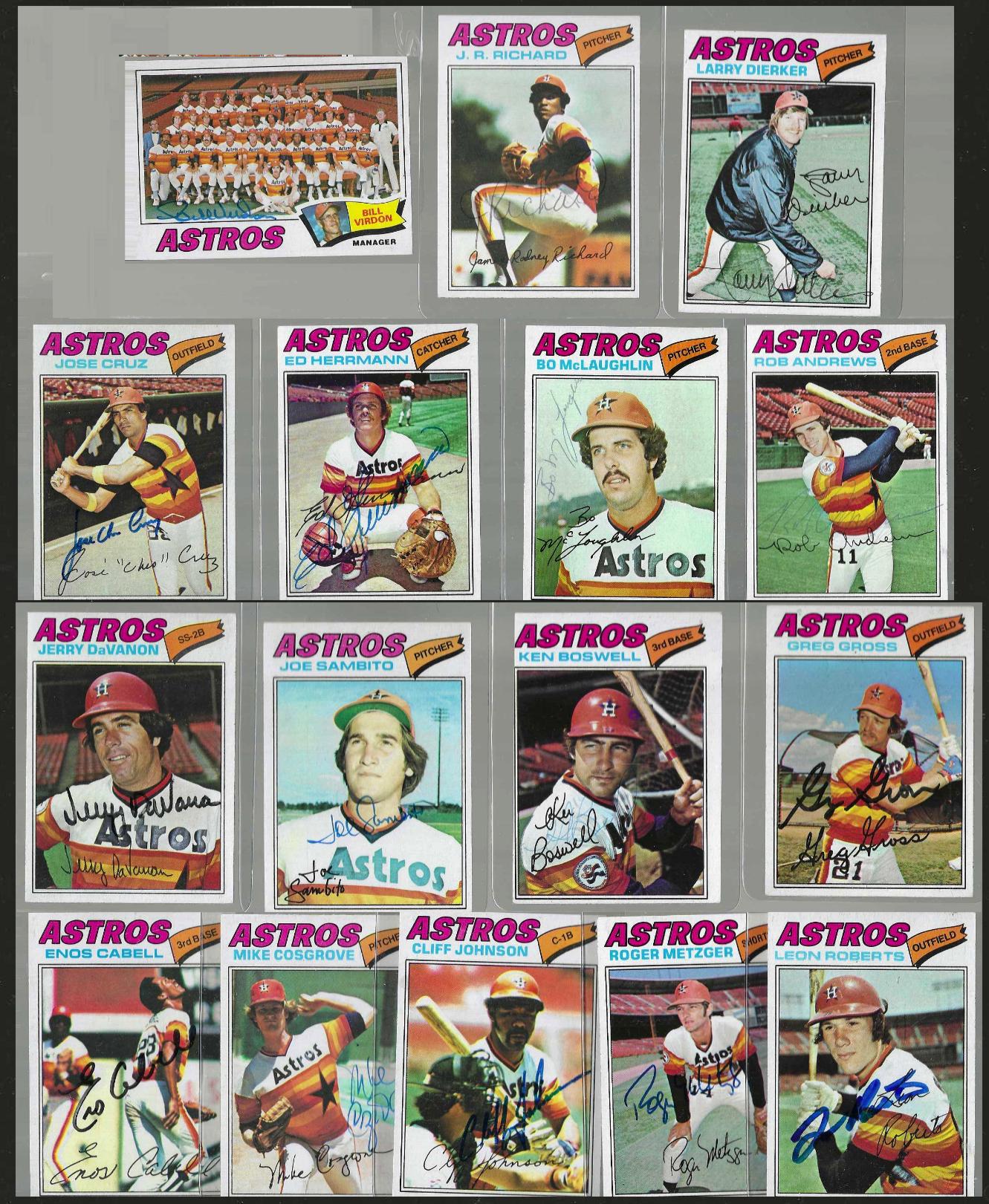 Astros - 1977 Topps AUTOGRAPHED Team Lot of (16) - w/PSA/DNA LOA  cards value