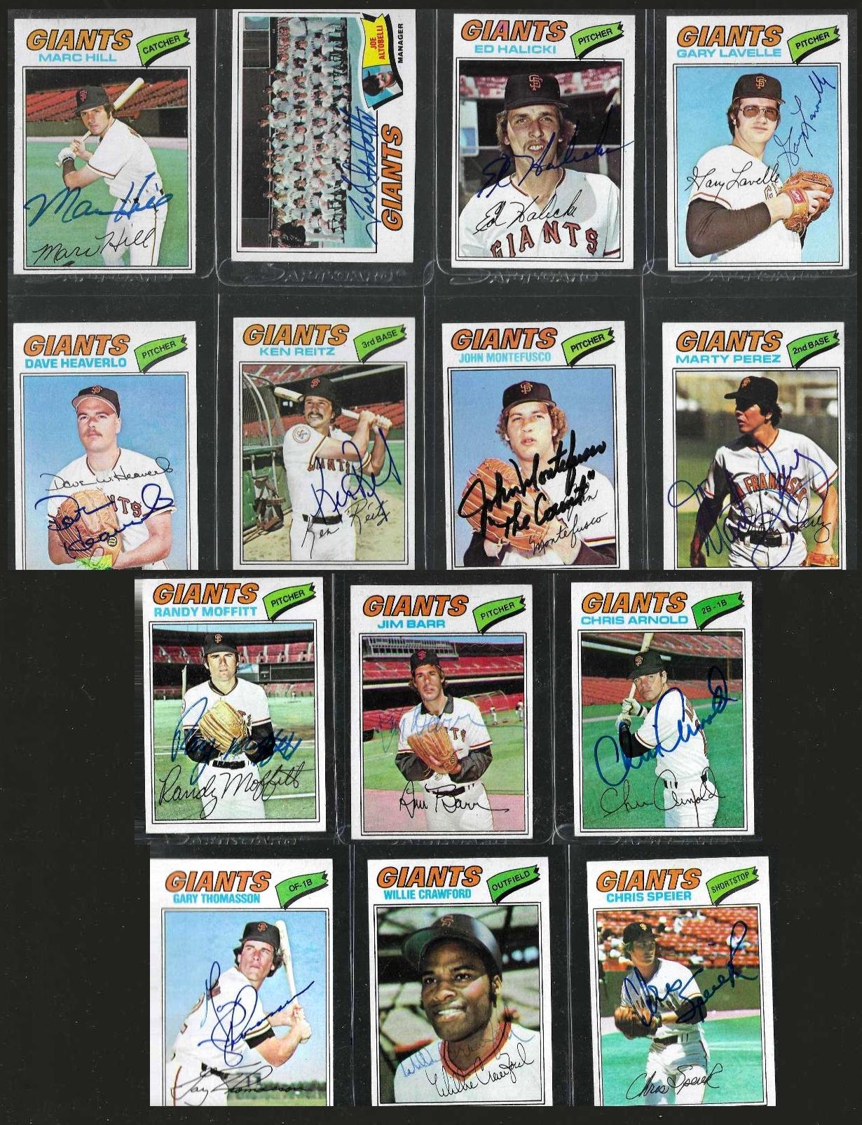 Giants - 1977 Topps AUTOGRAPHED Team Lot of (14) - w/PSA/DNA LOA  cards value