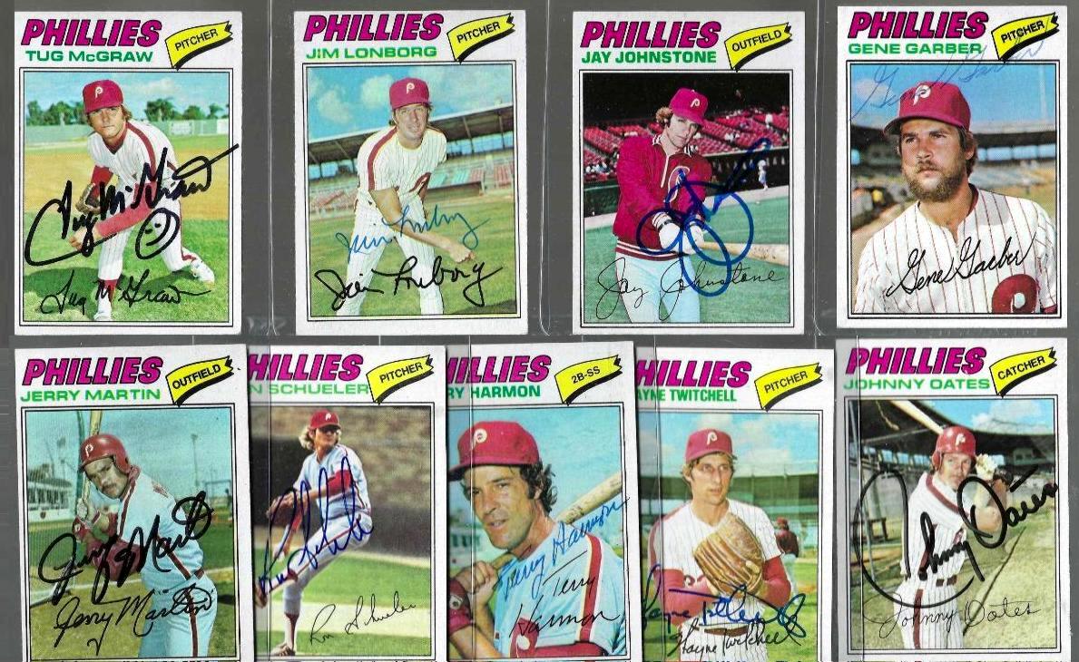 Phillies - 1977 Topps AUTOGRAPHED Team Lot of (10) - w/PSA/DNA LOA  cards value