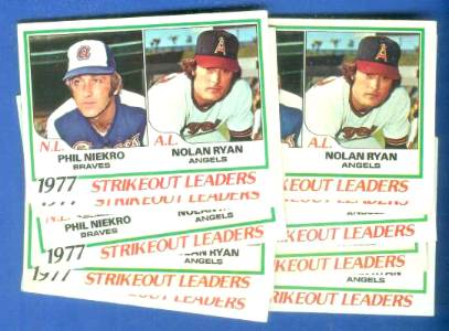 1978 Topps #206 League Leaders - Lot of (10) with Nolan Ryan/Phil Niekro  cards value