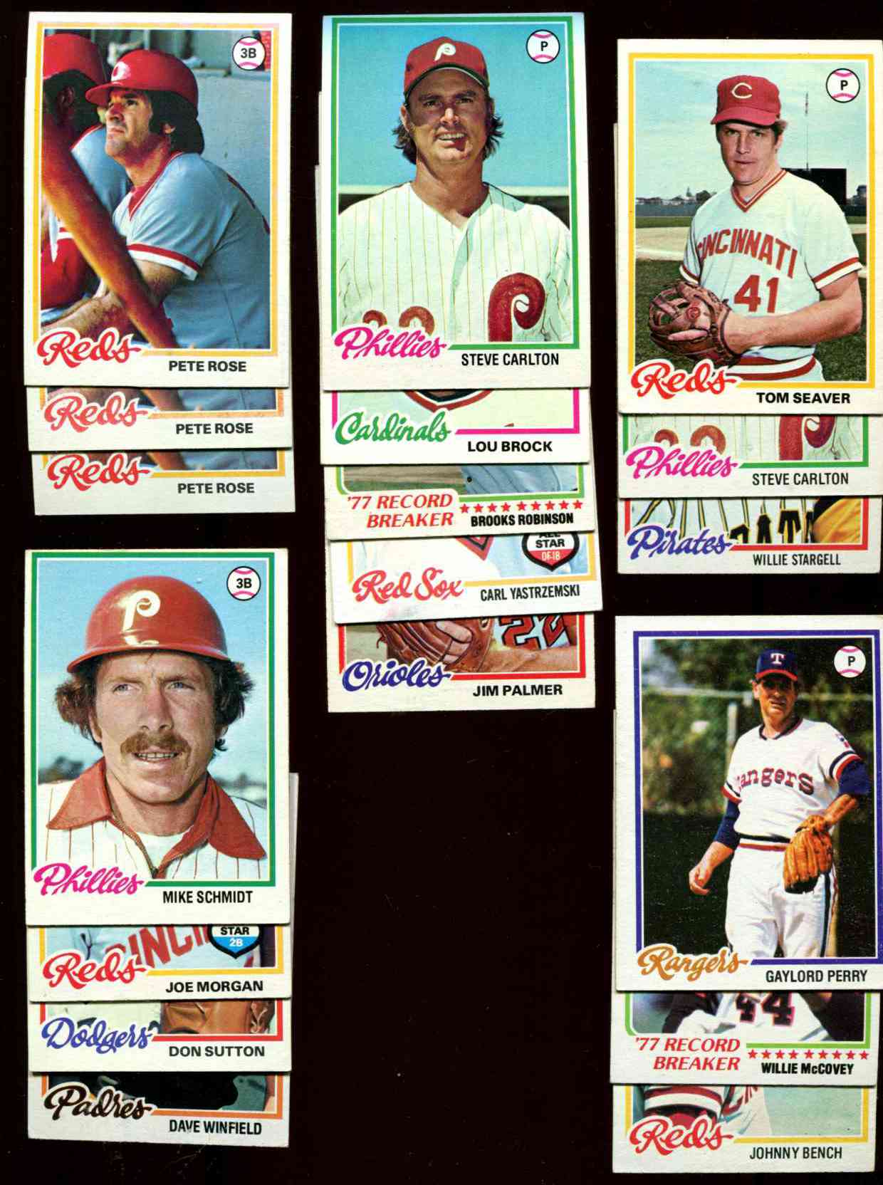 1978 Topps - Lot (600+) asst.  w/(4) Pete Rose + (20) HALL-OF-FAMERS  cards value