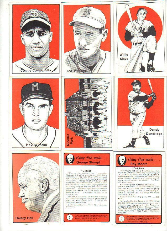 Willie Mays - 1978 Halsey Hall Recalls COMPLETE SET (Minneapolis Miners)  cards value